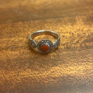 Boma Silver Red Stone Ring Size 7